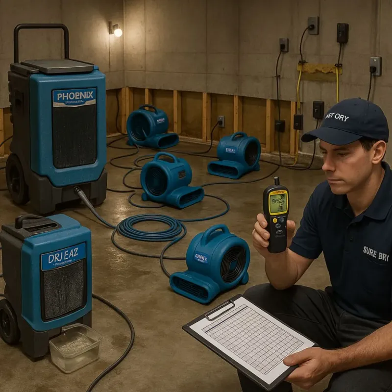 Structural Drying and Dehumidification process in Baxter Estates, NY